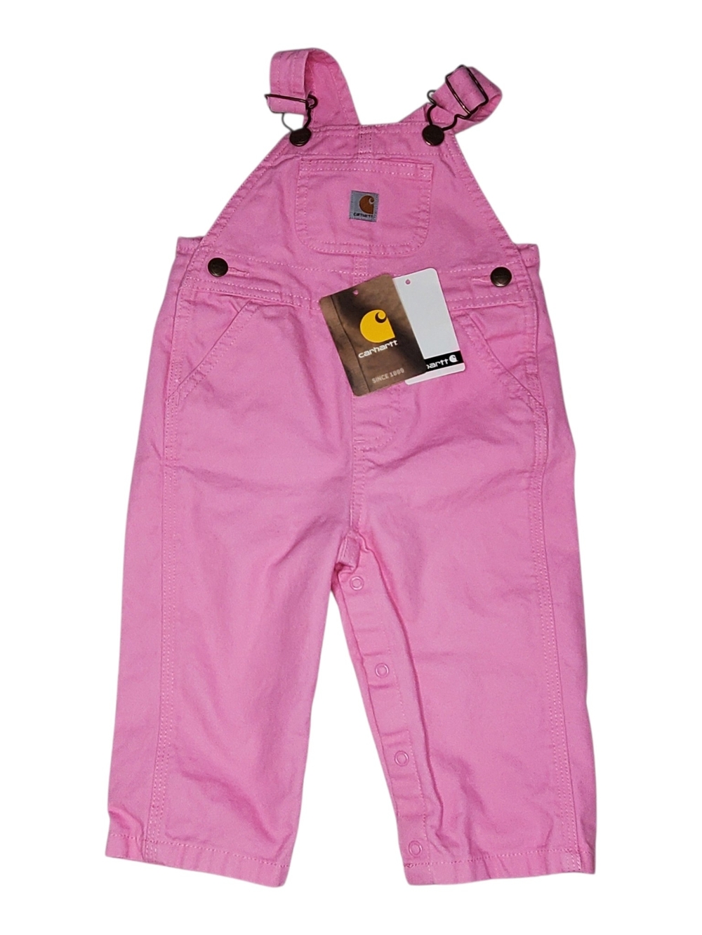 NWT Carhartt Infant Girls Pink Canvas Bib Overalls Size 12M